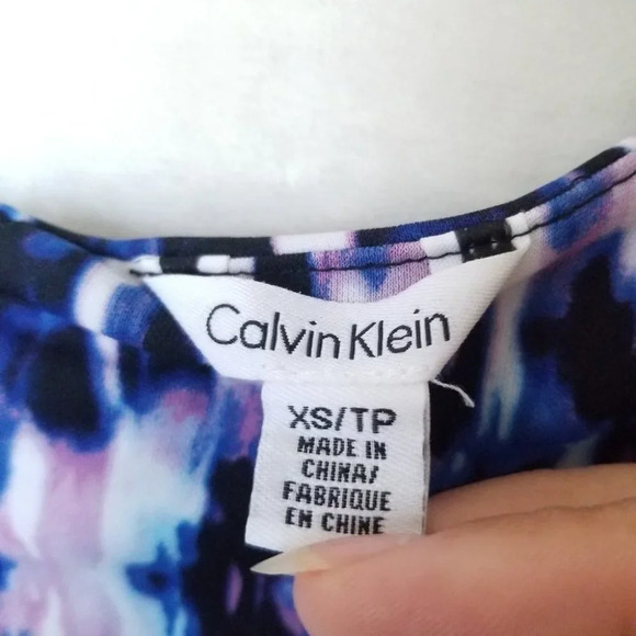 Calvin Klein Dress Size XS Multicolor Jersey Tie Dye Ruched Bodycon Mini - Picture 7 of 12